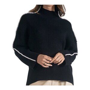 Elan Bree Black And White Women’s Sweater Mock Neck Size Large NWT